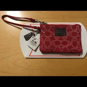 BNWT RED Coach Poppy Wristlet
